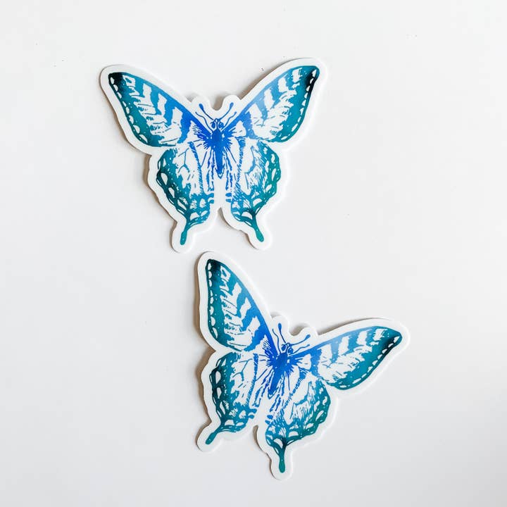 Adhesivo acuarela mariposa azul azulado para venta al por mayor de Wildflower Paper Company