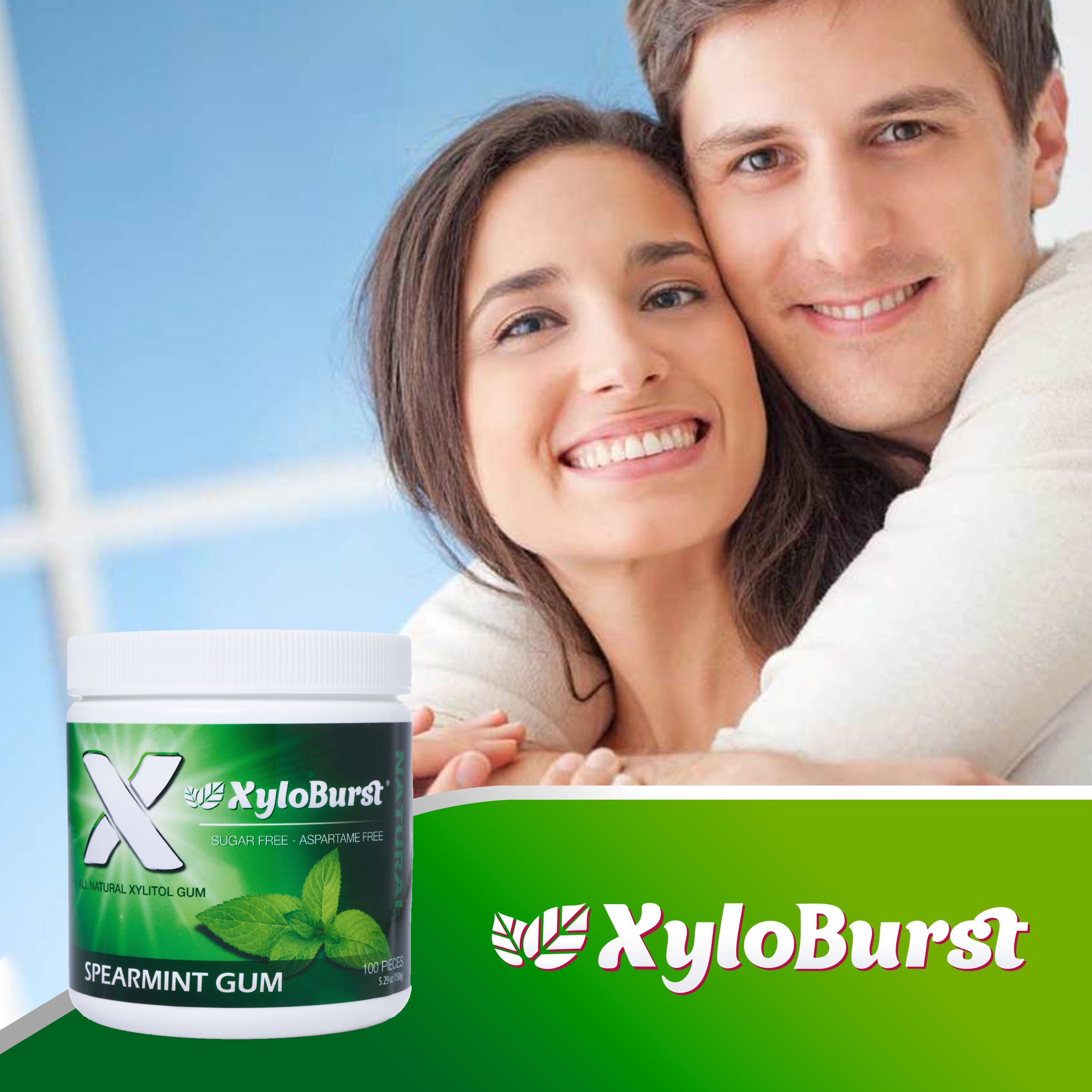 Focus Nutrition - Wholesale Chewing Gum - XyloBurst Sugar Free Xylitol Spearmint Gum 100 ct. Jar1