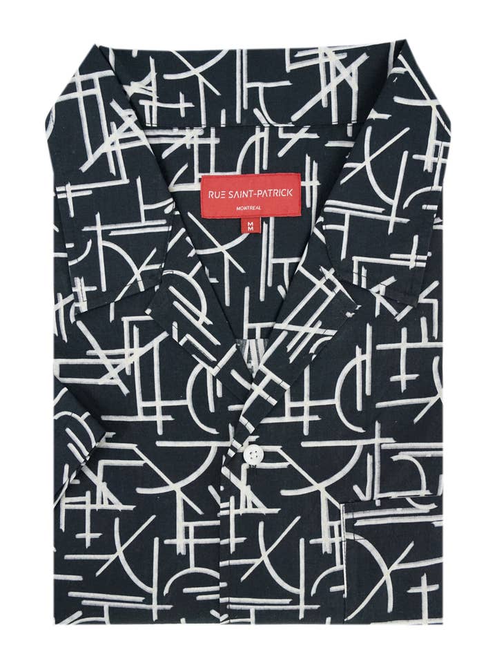 Barletta Comfort Fit Korte Mouw Shirt in Zwart en Wit voor wholesale door Rue Saint-Patrick