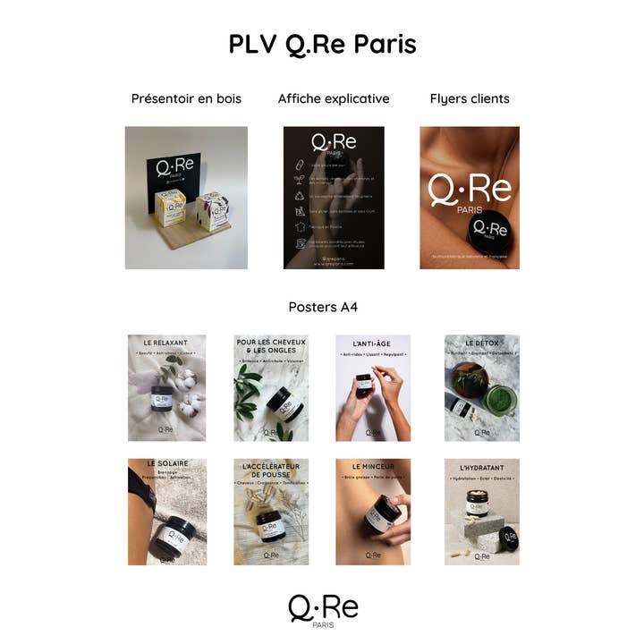 POS set (display, window sticker, posters...) for wholesale by Q.Re Paris