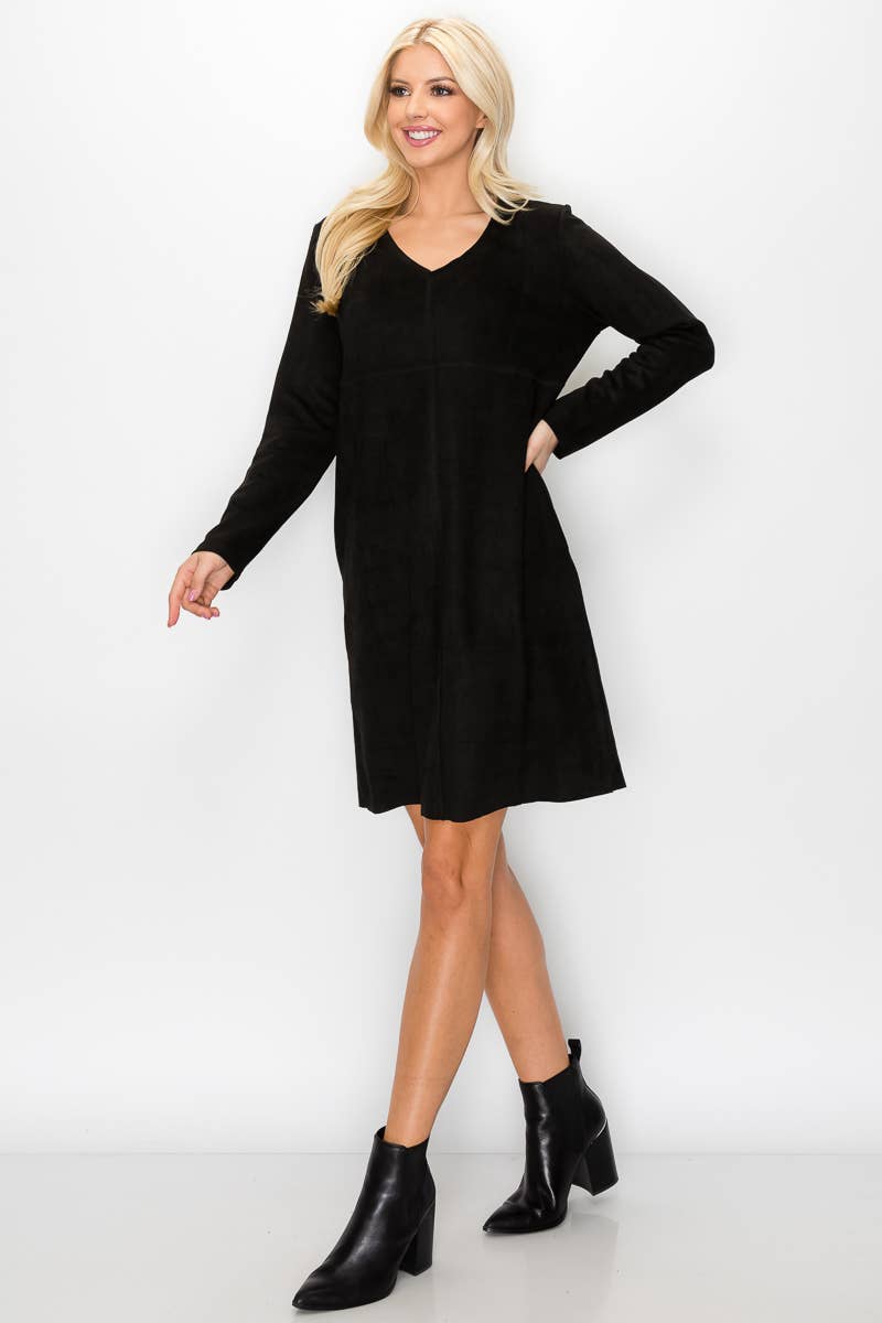 Joh Apparel – Vestido - Mulher por atacado – Vestido Aurora Stretch Camurça com Decote em V SEM Bolsos37