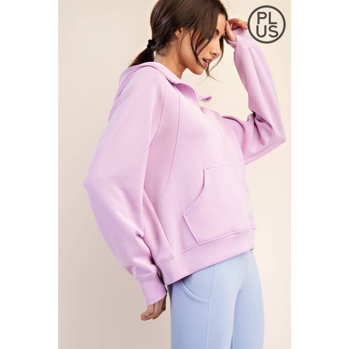 Rae Mode - Vente Veste de sport – femme - VESTE À CAPUCHE QUART DE ZIP EN SCUBA MODAL GRANDE TAILLE