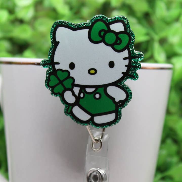 St. Patrick's Day Cat Badge/ID Holder Reel for wholesale by Hylidae Boutique