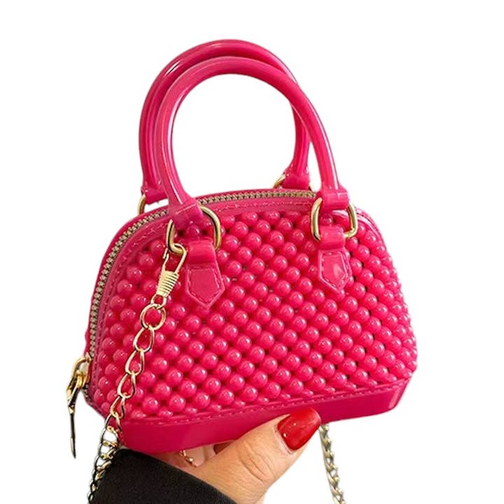 Mavi Bandz - Wholesale Crossbody Bag - Kids - Mini Jelly Bubble Bowler Purse with Crossbody Gold Chain