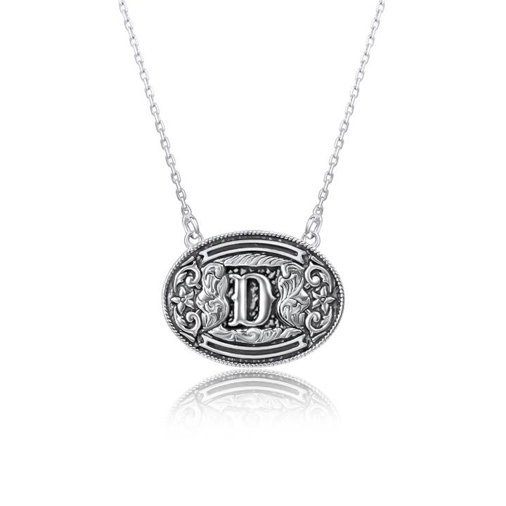 Snowing West - Wholesale Pendant/Charm Necklace - 925 Sterling Silver Belt Buckle Initial Necklace4