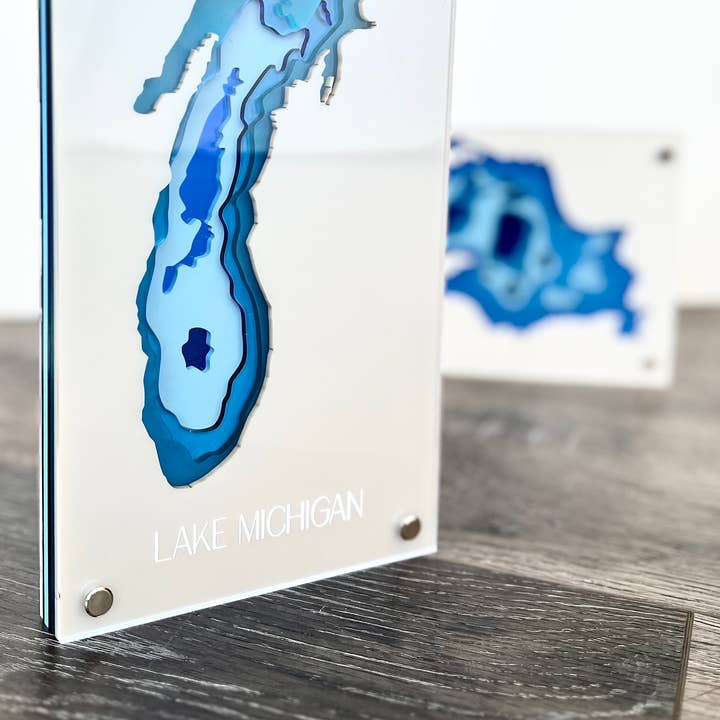 SJ Imaginations - Wholesale Wall Accent - Bathymetric Lake Maps, Multi-layered Acrylic, Custom1