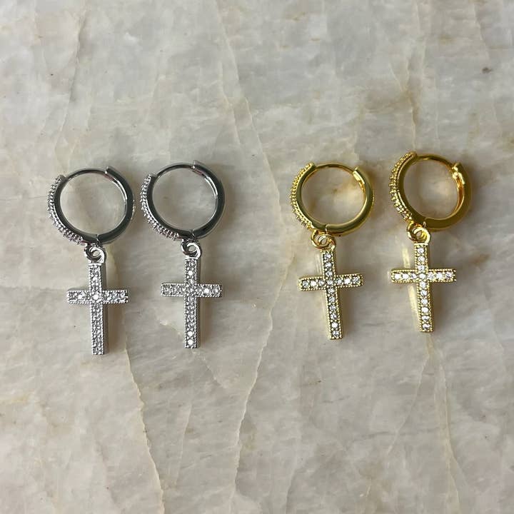 Dubbele Pavé Kruis Huggies voor wholesale door Lauren Ferrell Designs