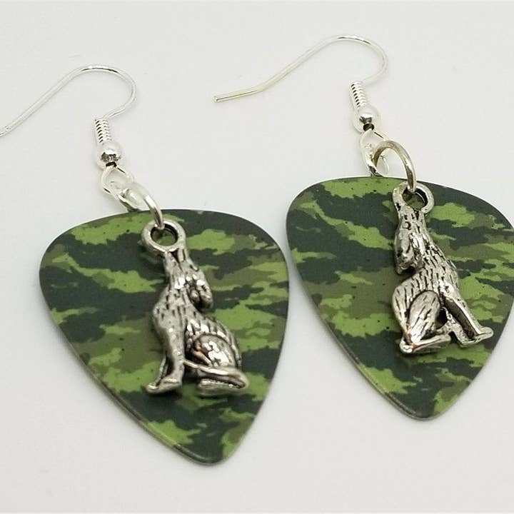 Simply Raevyn - Wholesale Dangle Earrings - Wolf Charm Guitar Pick Earrings11
