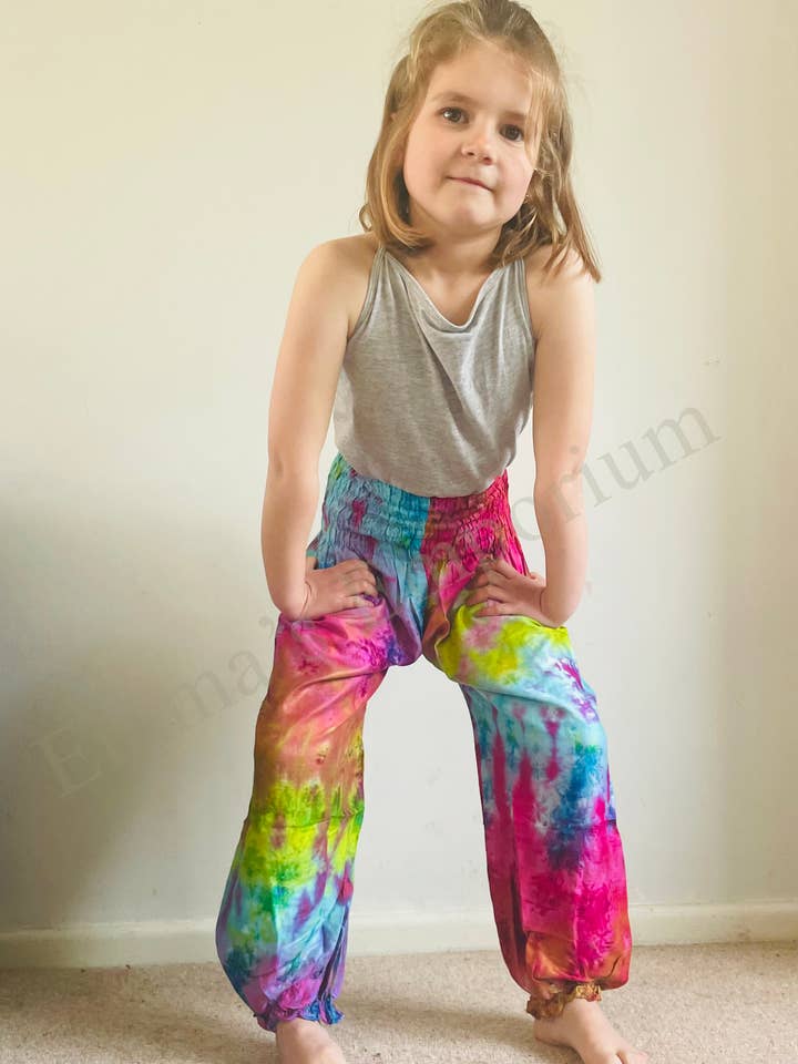Children's Tie Dye Genie Trousers for wholesale by Emma's Emporium