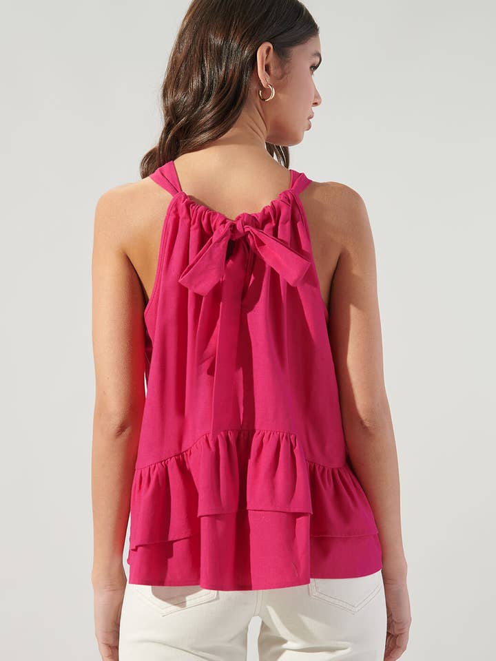 Fuschia Lizette Tie Back Trapeze Top for wholesale on Faire