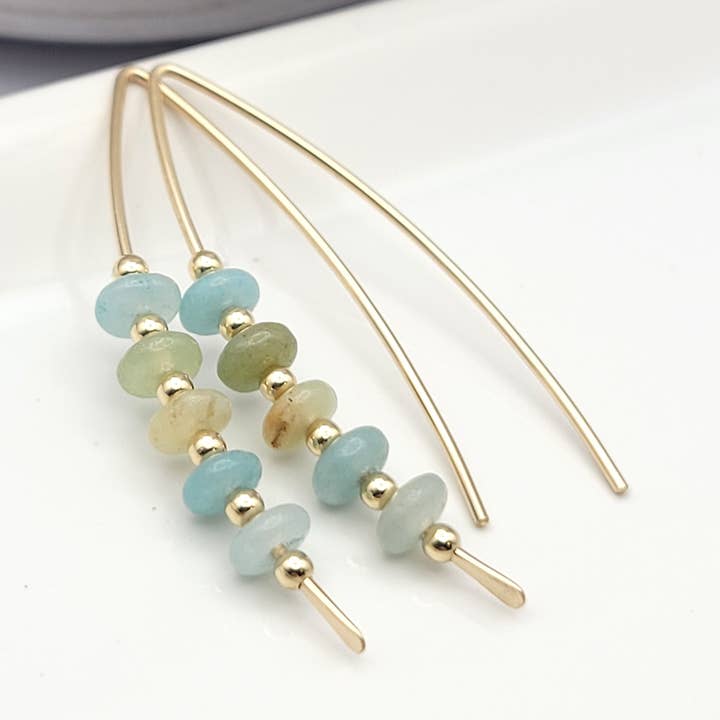 Amazonite and Gold Threader Handmade Earrings for wholesale by Bijou by SAM