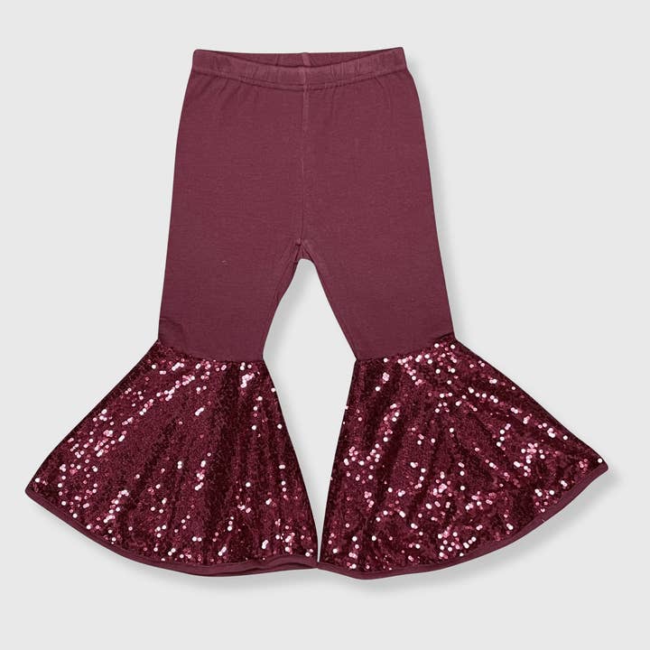Girls Burgundy Sequin Bell Bottoms Girls Burgundy Sequin Bell Bottoms
