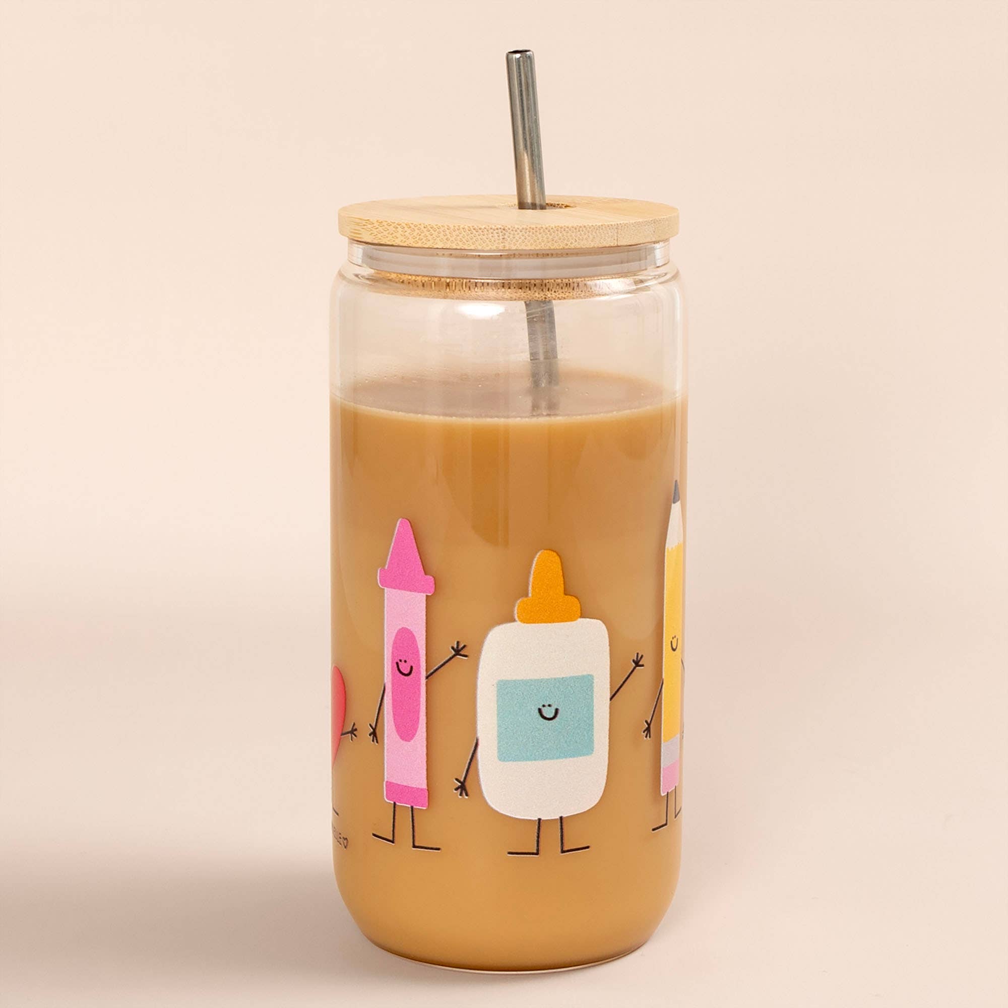 Callie Danielle - Wholesale Drinking Glass/Cup - School Supplies Doodle Friends Glass Can1