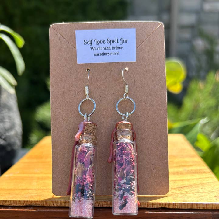 Self Love Spell Jar Earrings for wholesale by You Are Uniquely Magic
