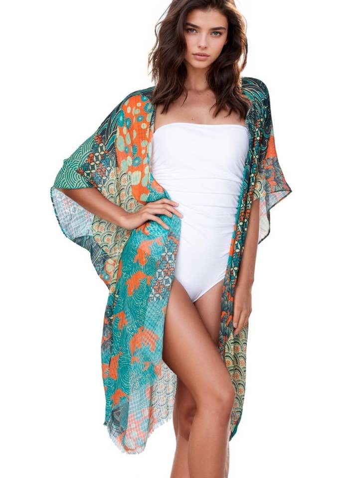 Okinawa Print Kimono Coverup for engroshandel hos Subtle Luxury