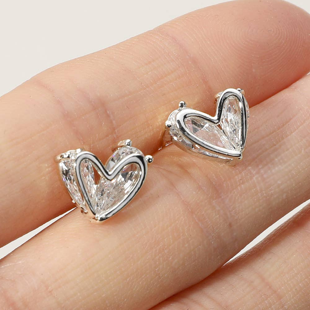 Sensibling Corp. - Wholesale Stud/Post Earrings - CZ Stone Heart Stud Earrings4