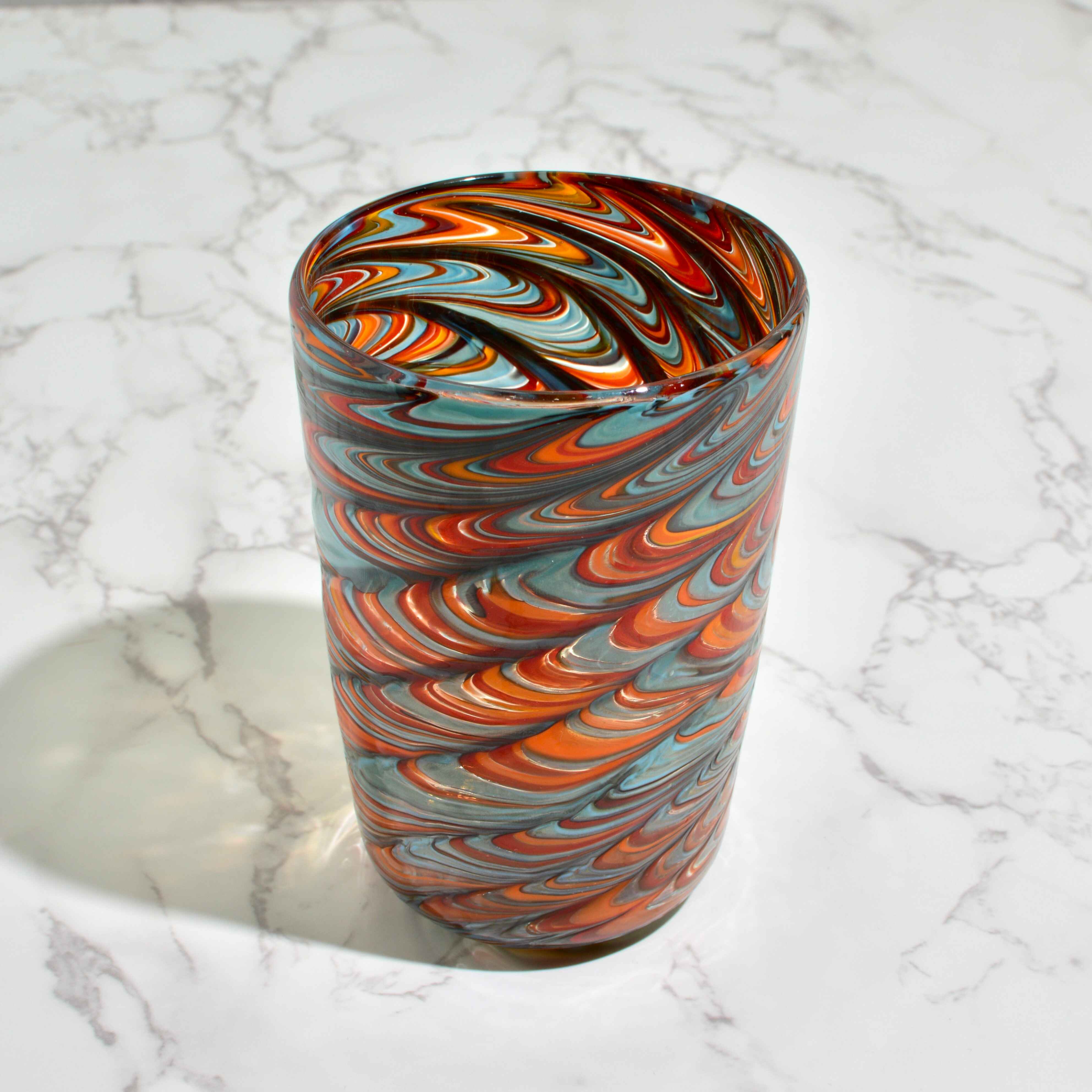 Via Graceffo - Wholesale Drinking Glass/Cup - Murano Glass Tumbler, Multicolor Pavone Marbled13