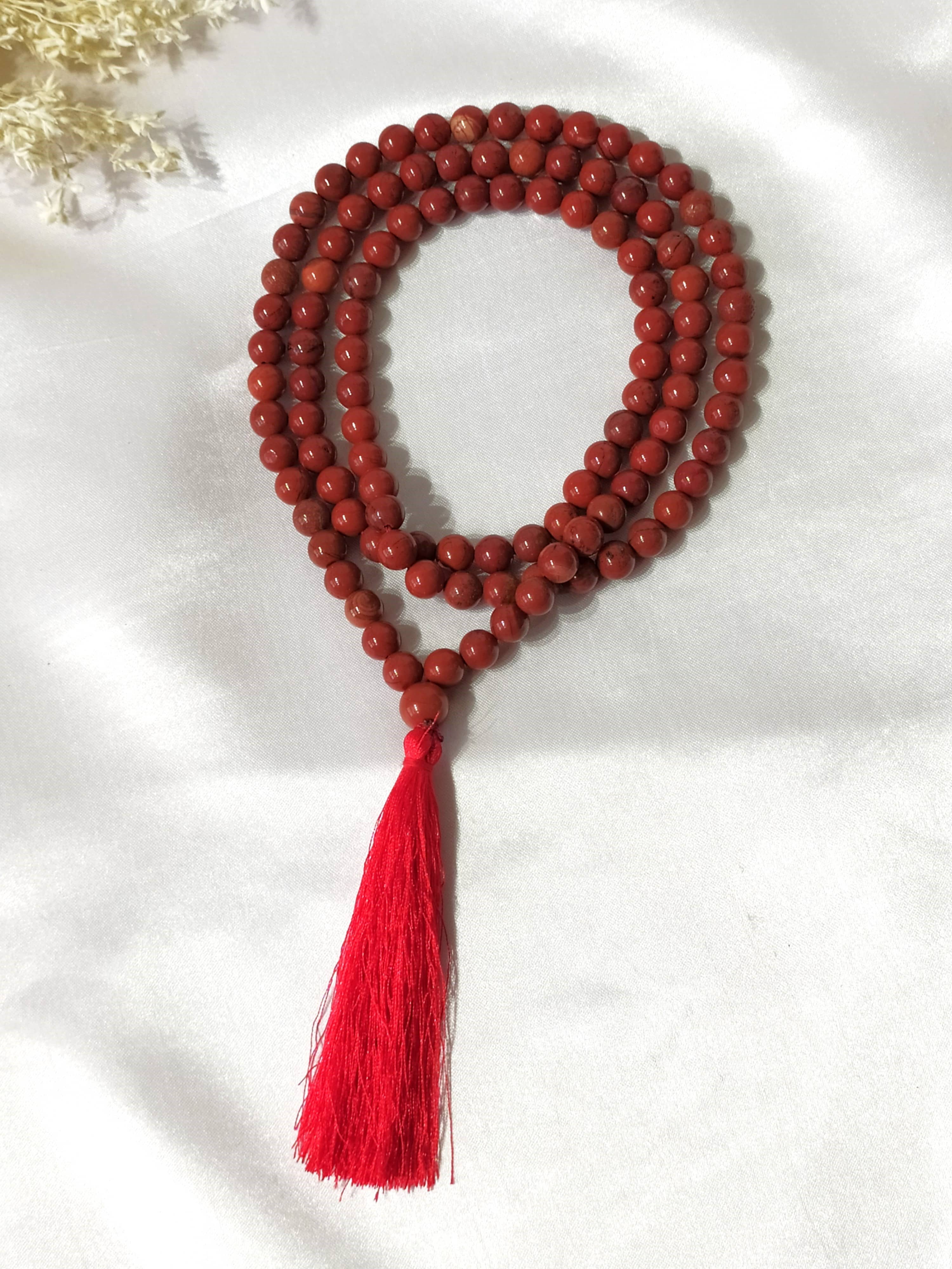 Soothing Crystals - Vente Collier de prière en perles - Mala en pierres précieuses | Jaspe rouge | Mala de prière à 108 perles | Jap Mala4