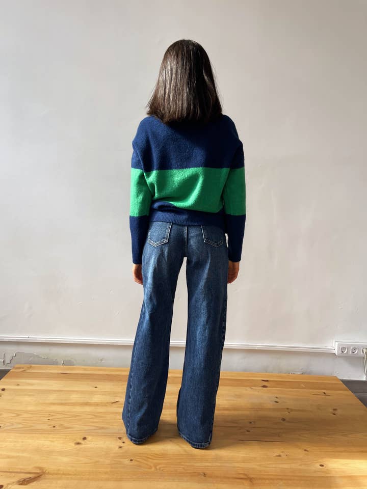 MindTraveler - Wholesale Knit Sweater - Women's - Paola Green and Blue Sweater