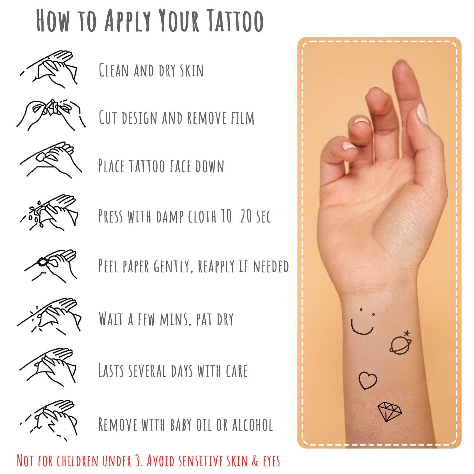 Wrapables.com - Wholesale Temporary Tattoo - Wrapables Tiny Finger and Hand Tattoos 10pcs9