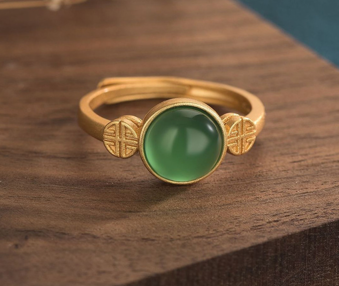 Bright MacMing - Wholesale Single Stone/Solitaire Ring - Asian/Chinese Classic Style Jade Open Ring1