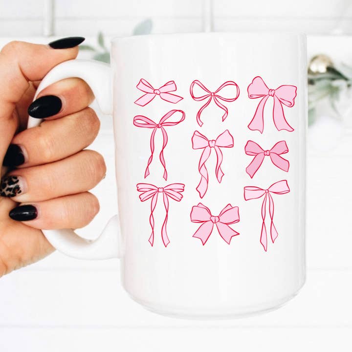 Pink Bows kaffekrus, Coquette, Just A Girl for engroshandel hos Boho Sips