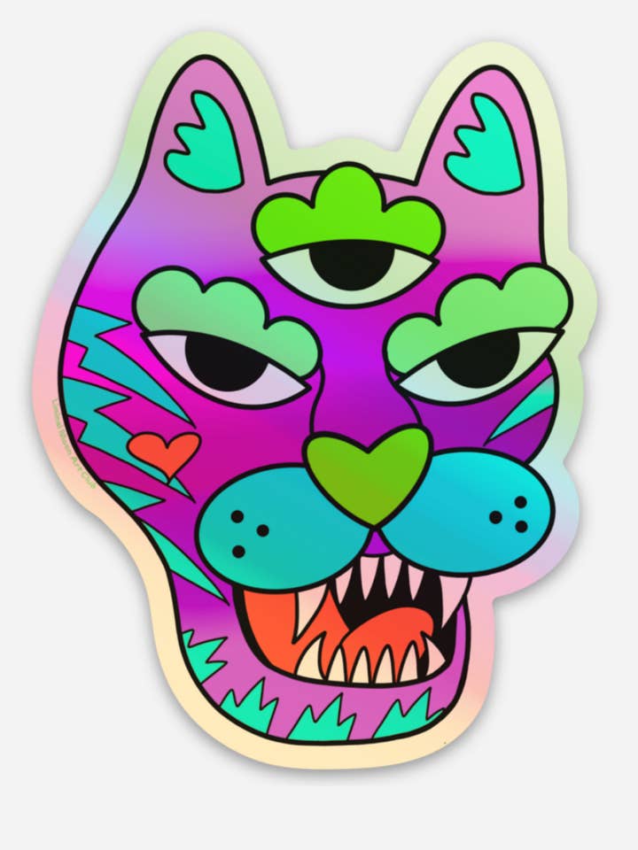 Autocollant Chat Bonbon Holo pour la vente par Liminal Moon Art Club