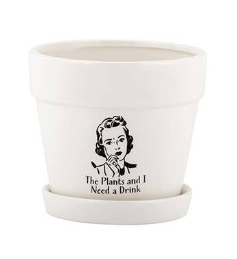 Napco - Wholesale Plant Pot - White Planters with Witty Saying Set of 2 Item # 142851
