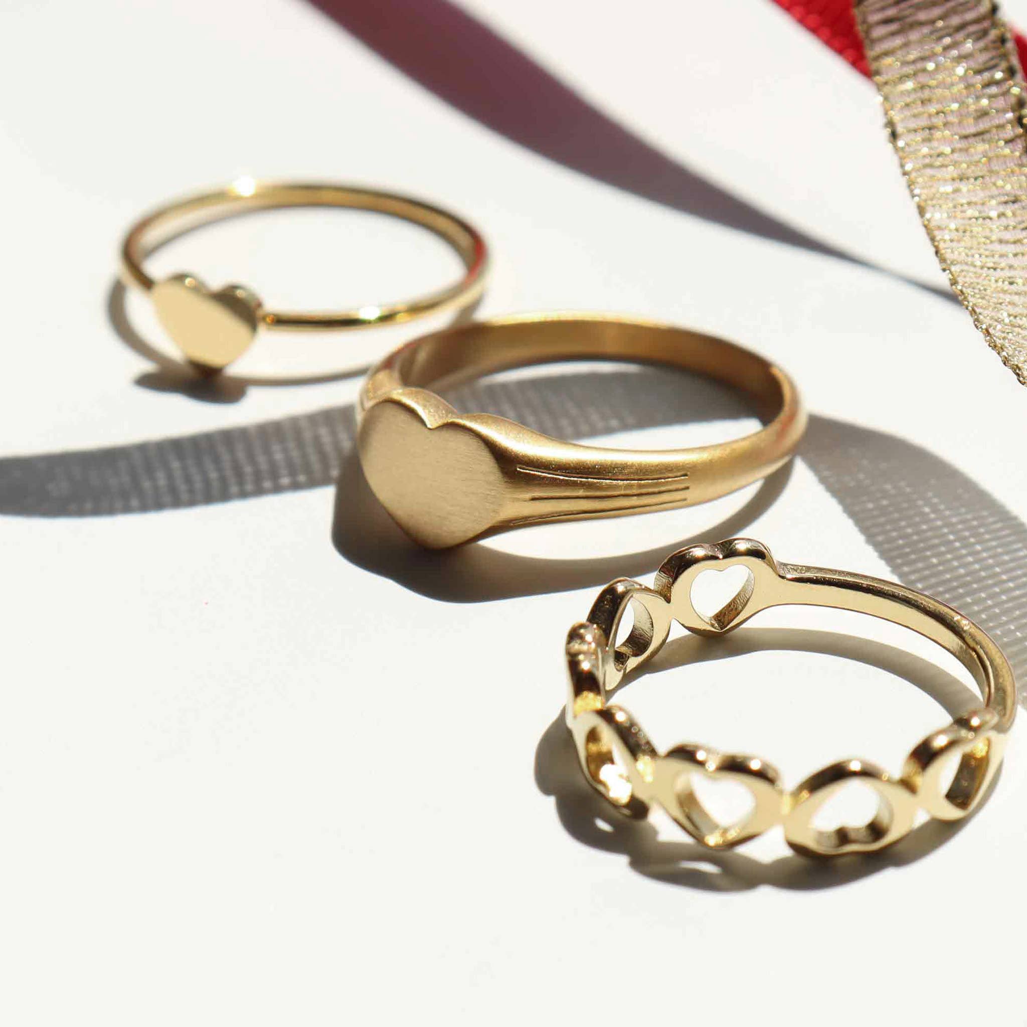 WJW - Vendita all'ingrosso Anelli con sigillo - Anello a cuore in oro 18 carati - Anello con sigillo a cuore inciso per donna4