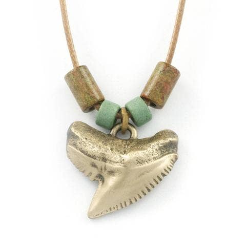 Big Blue by Roland St John - Wholesale Pendant/Charm Necklace - "Emma" Bronze Tiger Shark Tooth w/ Beads