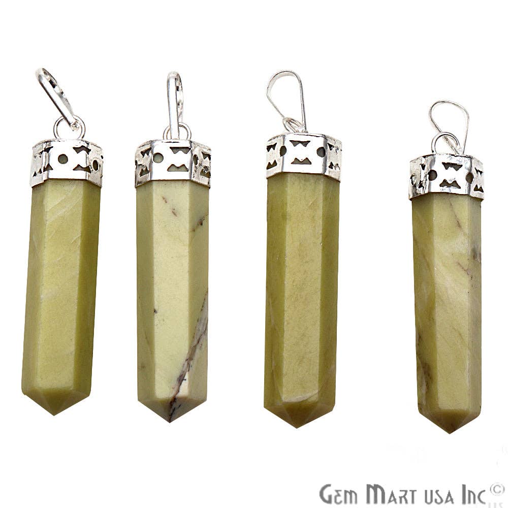 GemMartUSA – wholesale Pendant/charm necklace – DIY Healing Gemstone Silver Pencil Point Ornate Pendant 1pc2
