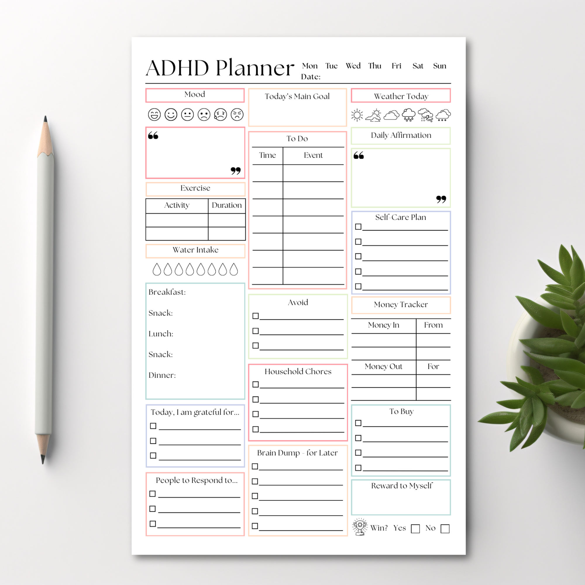 Eleventh and Taylor - Wholesale Notepad - ADHD Daily Productivity Planner: 50 Page Tear-Off Notepad1