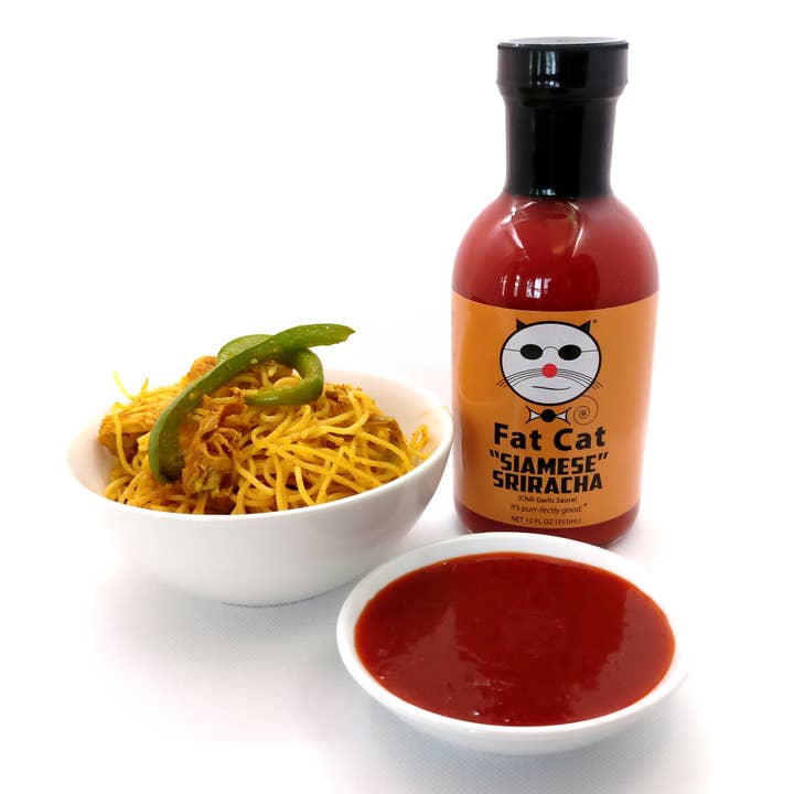 Fat Cat - Vendita all'ingrosso Salse piccanti - Salsa piccante all'aglio e peperoncino siamese Sriracha (1/2 astuccio - 6 ct)