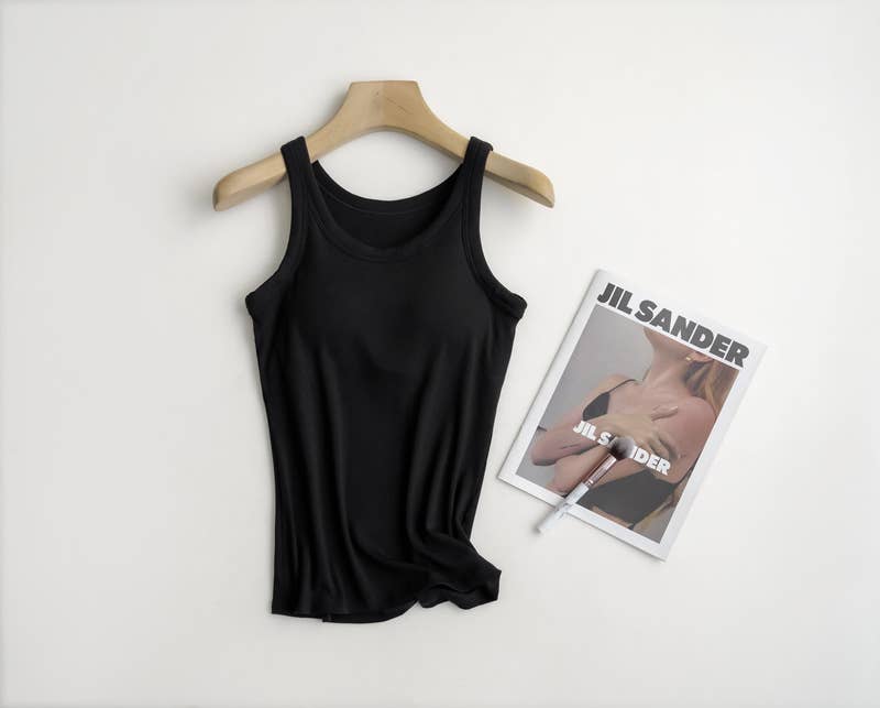 HIDDENBRAND - Wholesale Tank Top - Women's - Essential Basic Rib Soft tank top w built in bra30