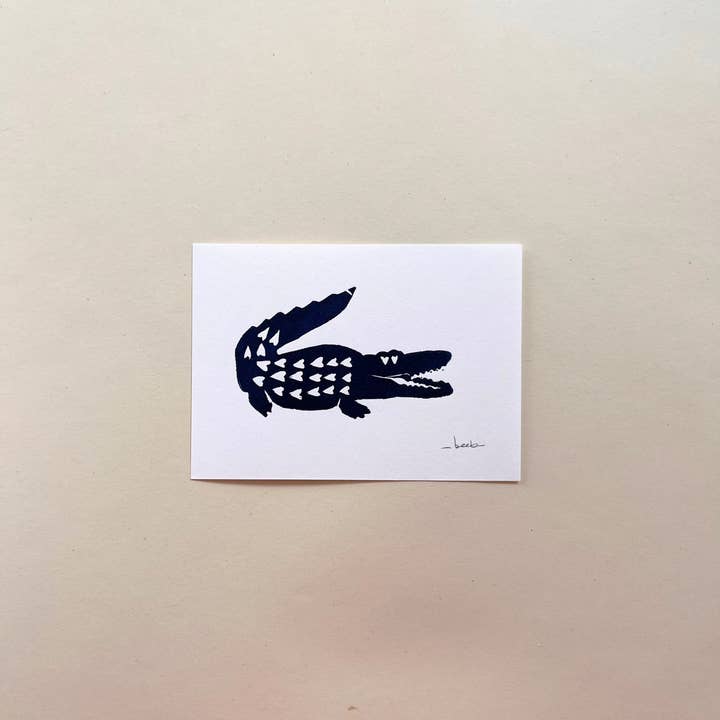 beeb - Vendita all'ingrosso Stampa artistica - Ecografia su linoleum 10 cm x 15 cm (A6) - Coccodrillo innamorato1