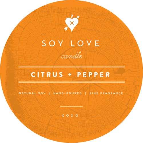 Citrus + Pepper 14oz Jar Filled Candle for wholesale by Soy Love