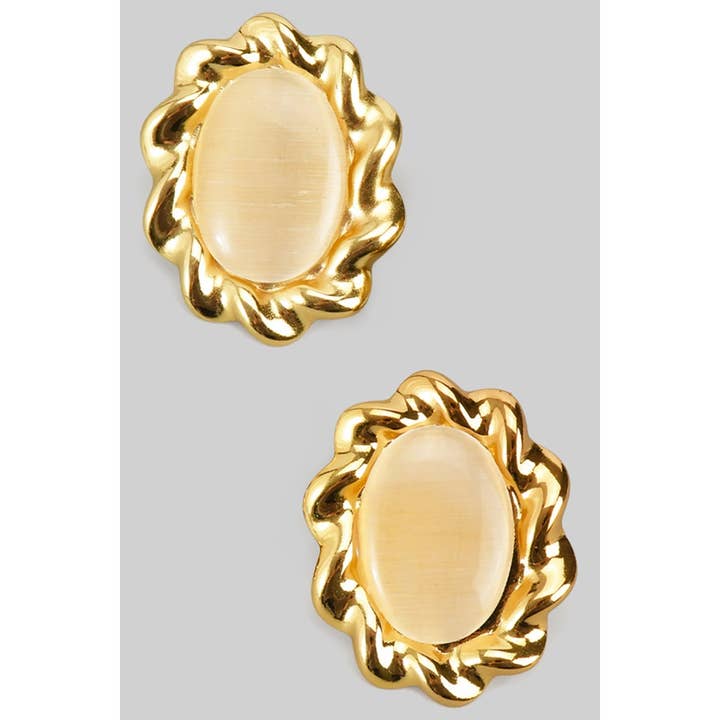 STAINLESS STEEL STONE PORTRAIT EARRINGS for wholesale by Girly