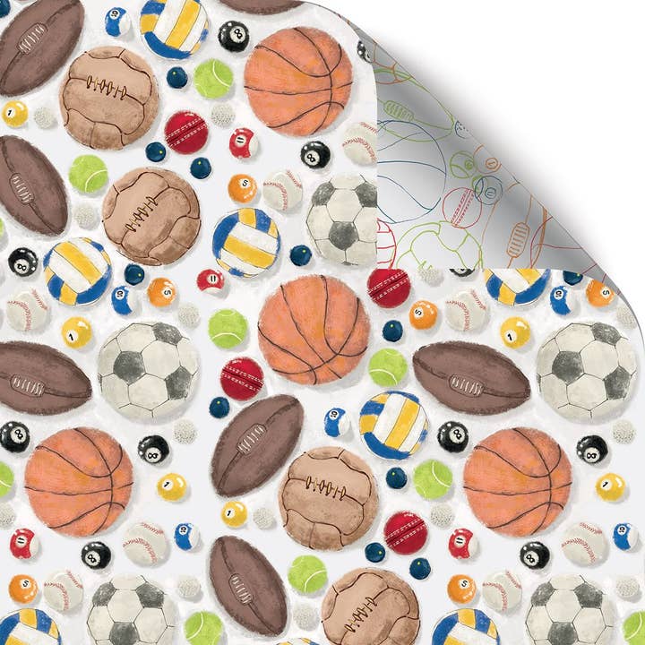 Papier Cadeau Ballons de Sport - Lot de 25 pour la vente par Deva Designs Ltd