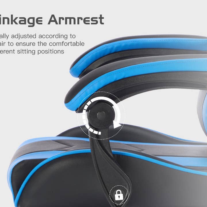 39F Inc. - Wholesale Chair - Blackblue Gaming Chair with Footrest & Ergonomic Support13