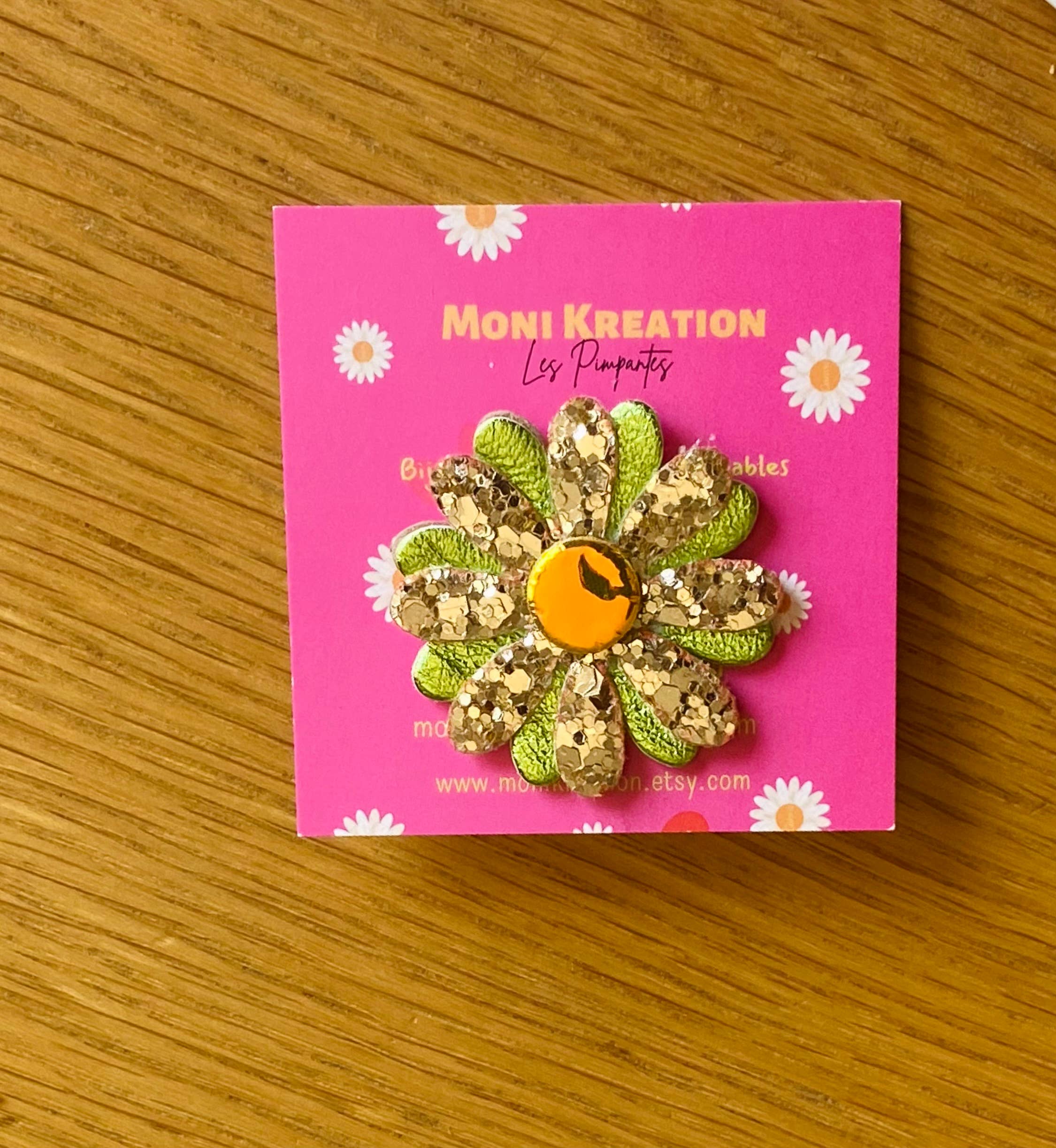 Moni Kréation - Vente Broches - Pins- broche- bagde aimanté fleur marguerite 6