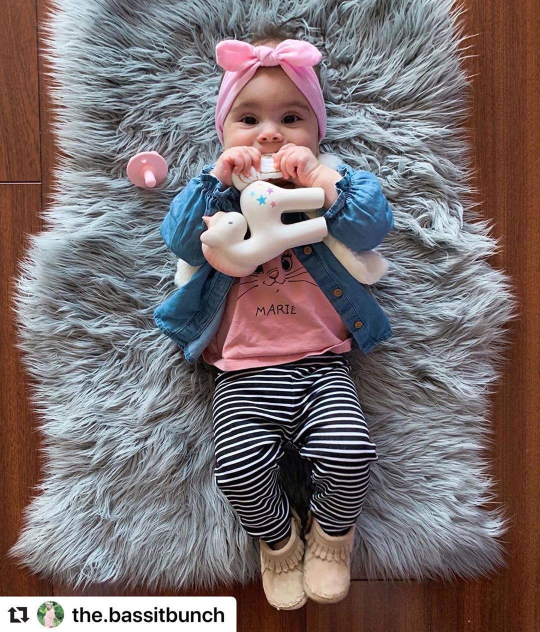 Tikiri Toys LLC - Wholesale Handheld Rattle - Baby - Cotton Candy Unicorn Natural Rubber Rattle w/Crinkle Tail5