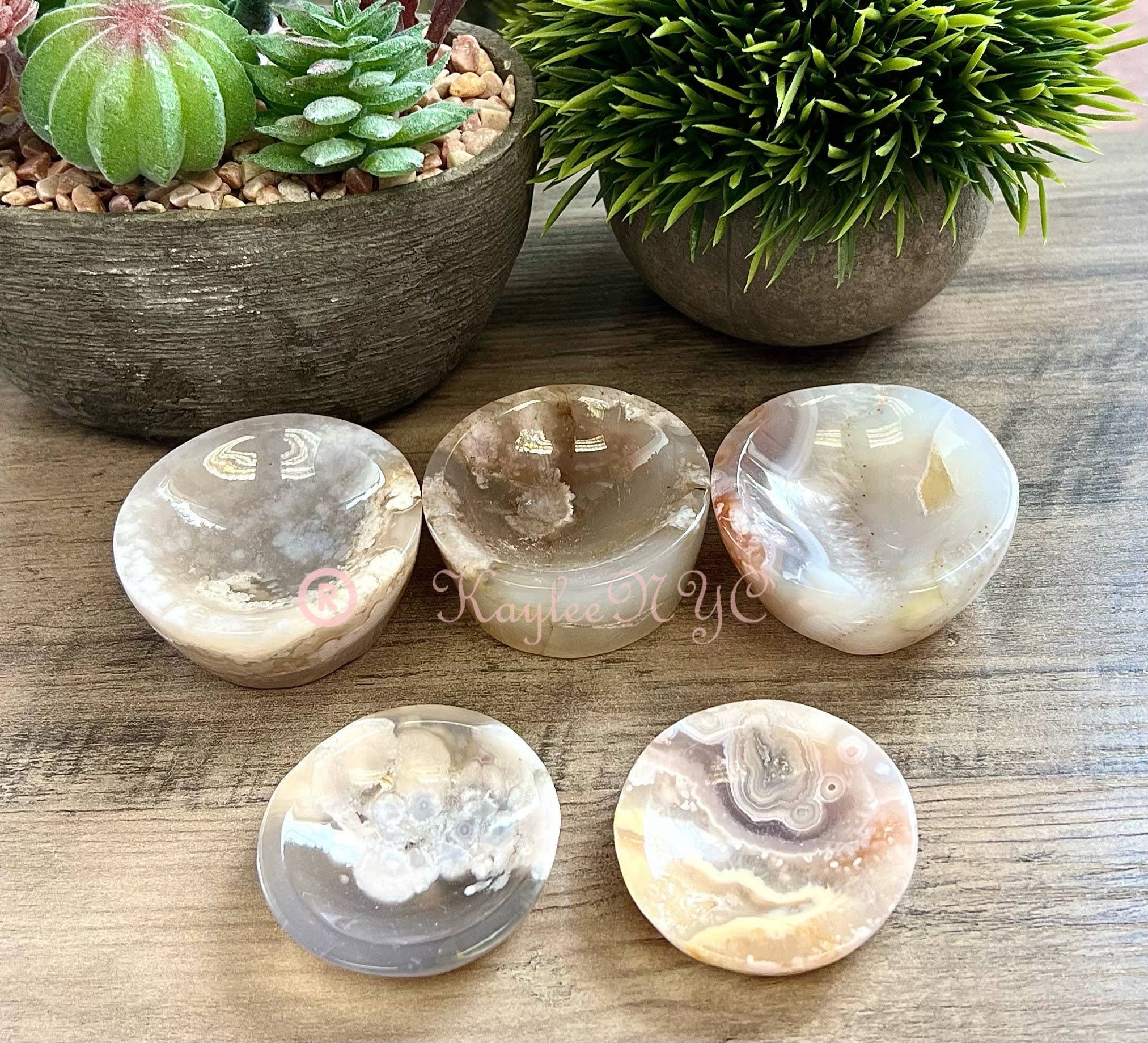 KayleeNYC – Engroshandel Spirituelle sten og krystaller – Sæt med 5-8 naturlige blomsteragat krystalskåle8