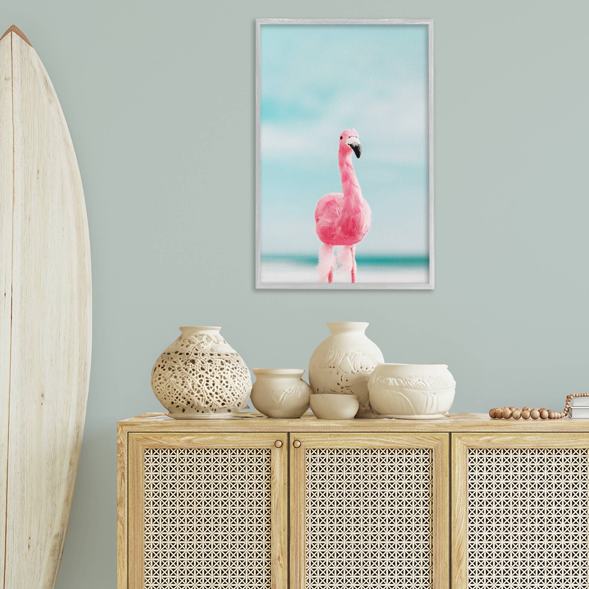 Stupell Industries - Vendita all'ingrosso Decorazione da parete - Bambini e neonati - Arte Incorniciata Fenicottero Estivo Funky17