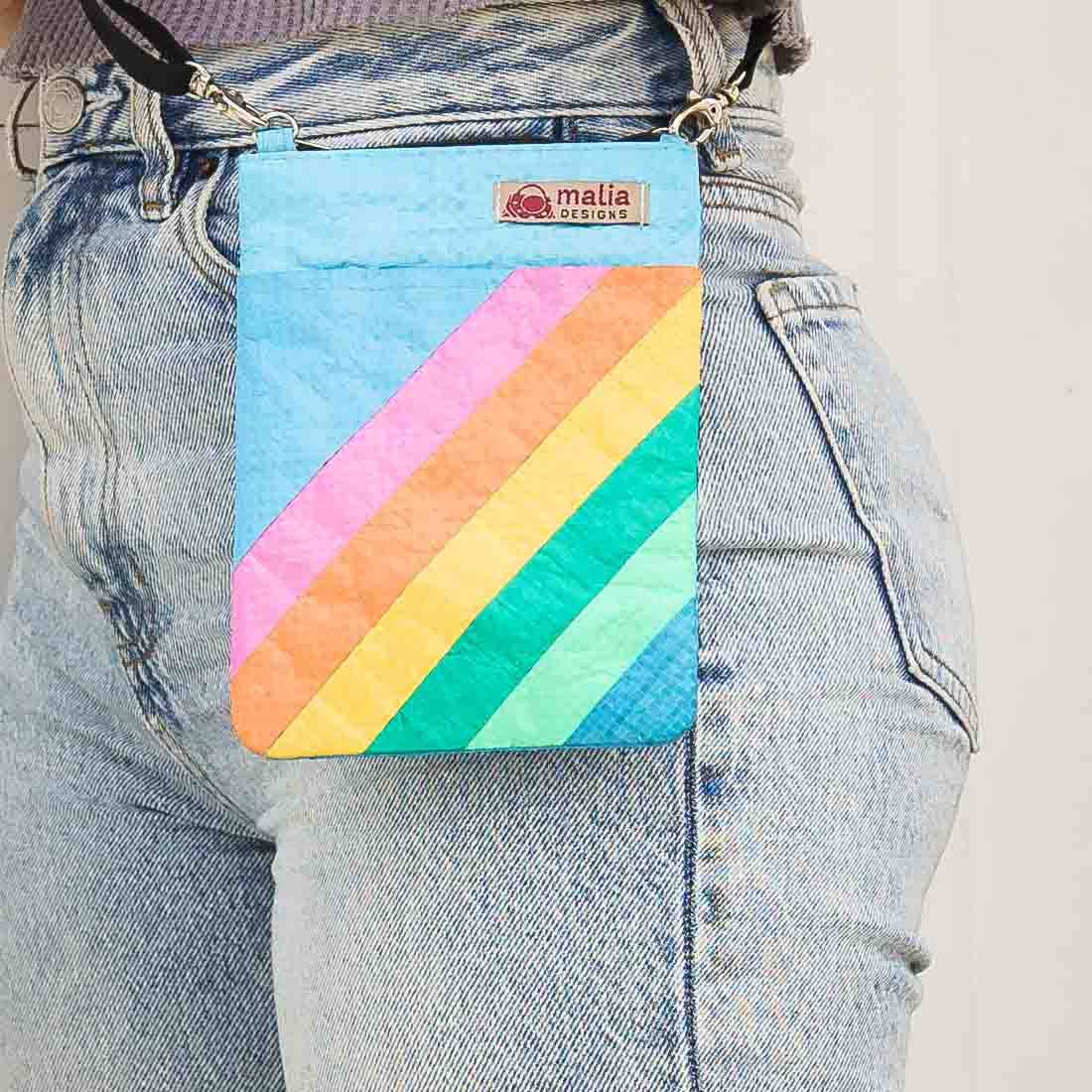 Malia Designs - Wholesale Crossbody Bag - Women's - Mini Recycled Phone Crossbody Bag - Rainbow Stripes4