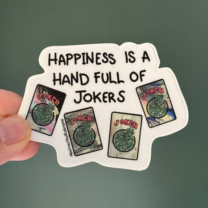Autocollant Mahjong - Le bonheur, c'est une main pleine de jokers - Vinyle pour la vente par AbstractbyRabrams