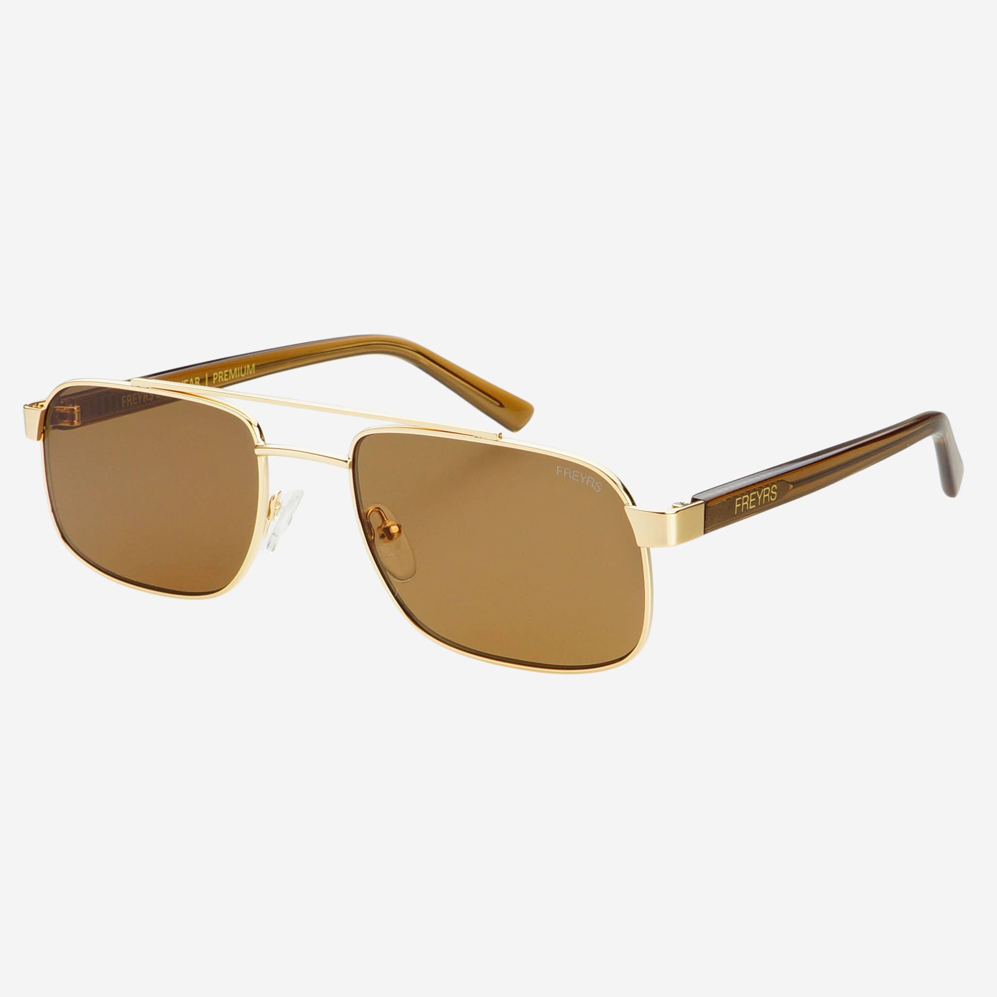 Gold Solid Brown Vesper Unisex Aviator Sunglasses  for wholesale on Faire3