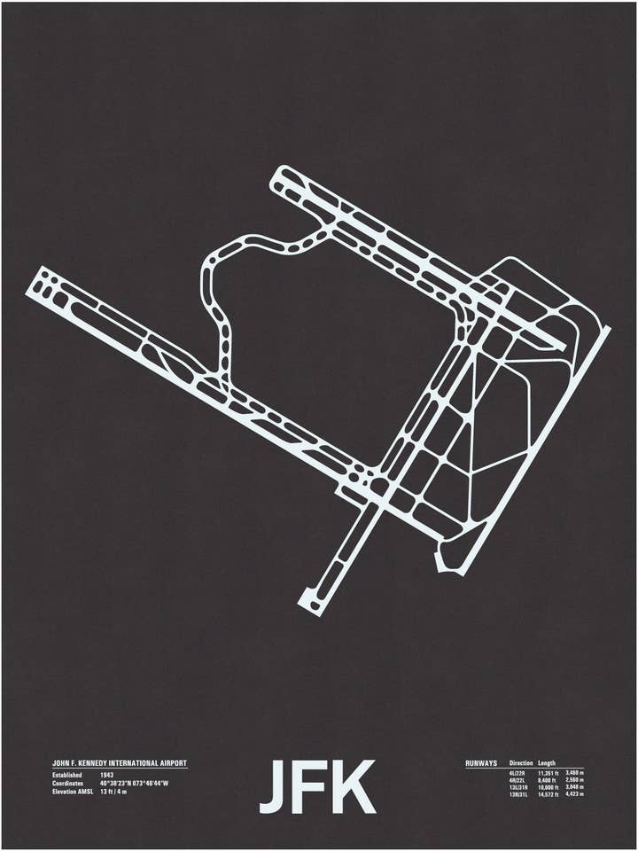 JFK: John F. Kennedy International Airport Screenprint for wholesale by NOMO Design