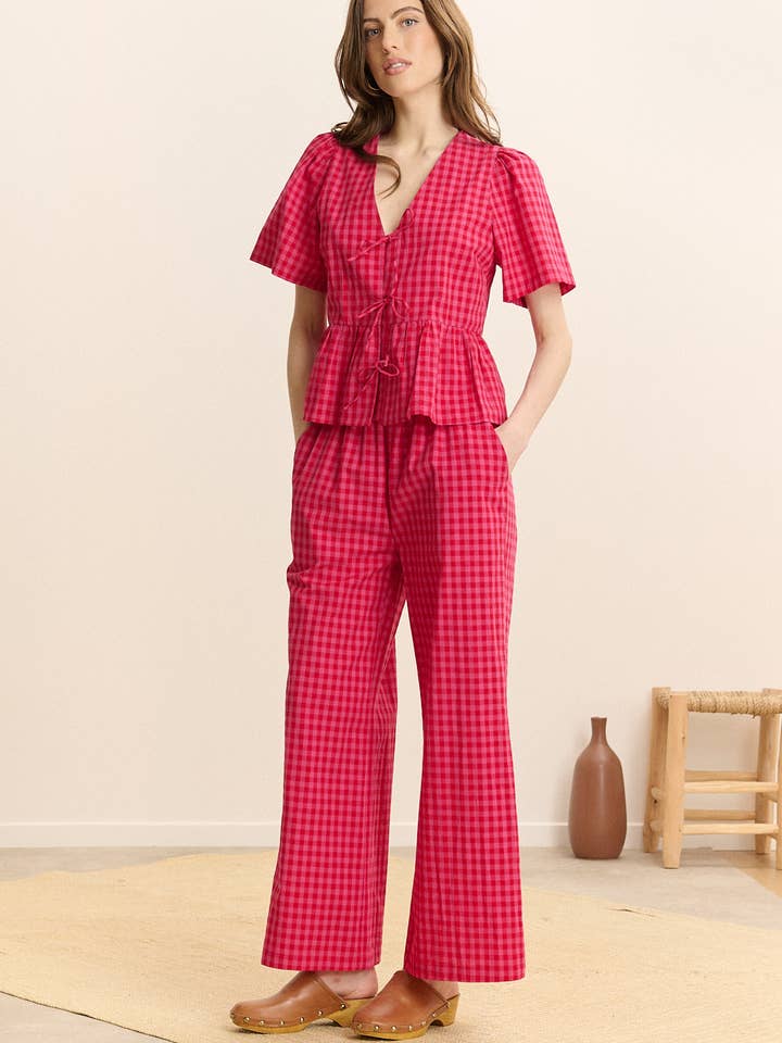 Elasticated checkered pants - COLINE for wholesale by Garance Paris