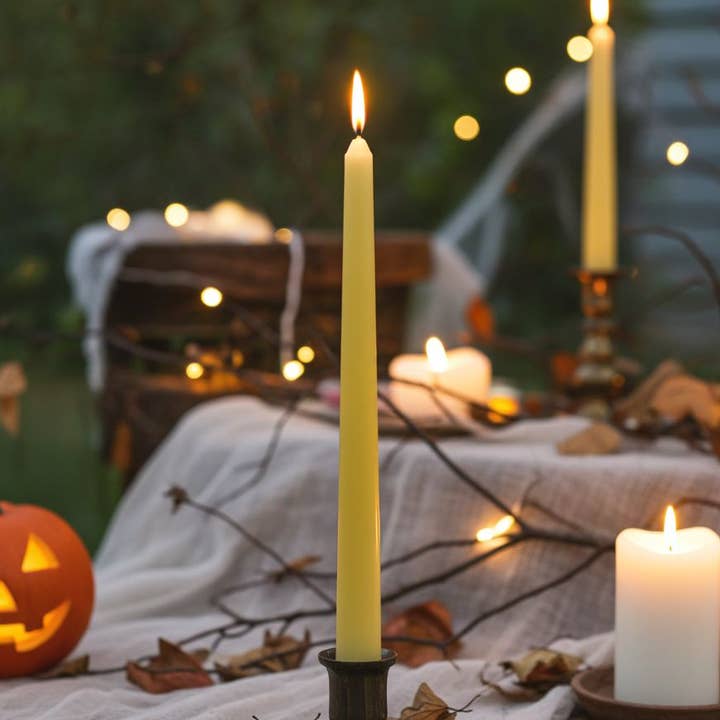 Coloured Beeswax Taper Candle | Moonlit Yellow | 25cm for wholesale by Serenes Beeswax Chandlery