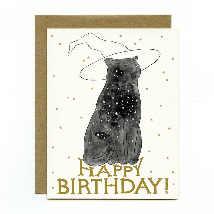 Bee's Knees Industries - Wholesale Birthday Card - Starry Witchcat Birthday Card